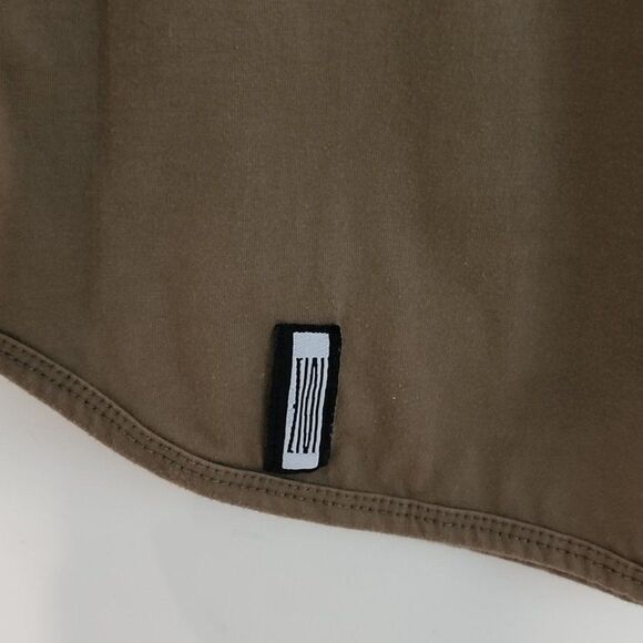 Zivi Apparel Khaki Green Curved Hem Tee Shirt S T20 - Picture 8 of 9
